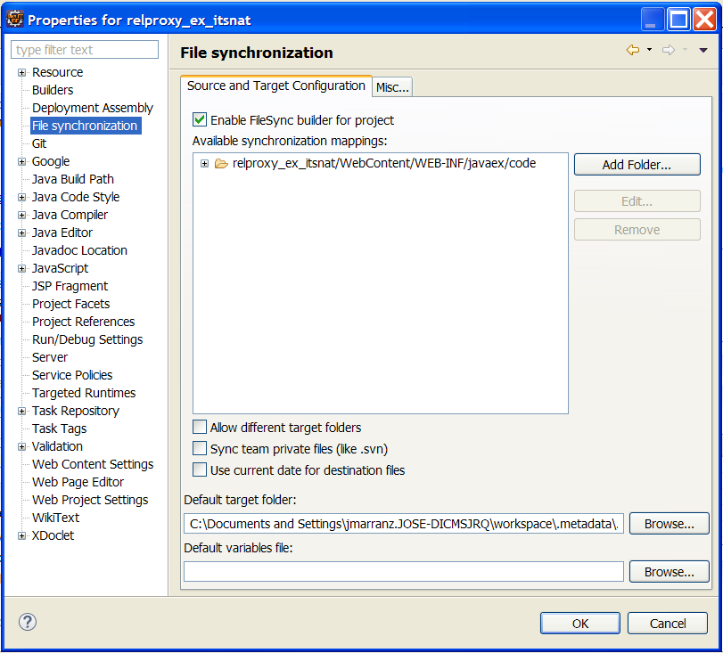 Filesync configuration